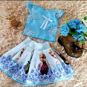 Conjunto Cropped  e Saia Frozen Temática