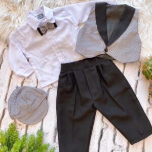 Conjunto Batizado Infantil Menino Calça Camisa Gravata e colete