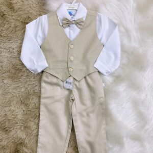 Conjunto Batizado Infantil Menino Calça Camisa Gravata e colete