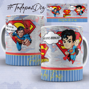 Kit 2 Canecas Super Homem Pai e Filho