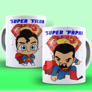 Kit 2 Canecas Super Homem Pai e Filho