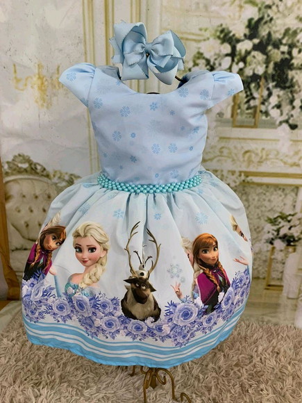 PROMOÇÃO Vestido Infantil Temático Personalizado Festa Frozen