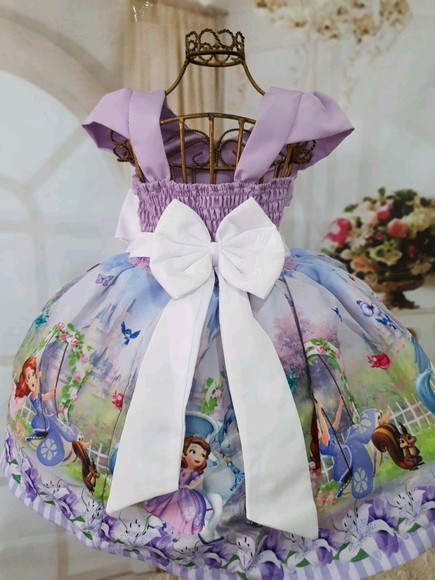 Vestido Princesa Sofia + Camisetas Pai E Mãe + Tiara